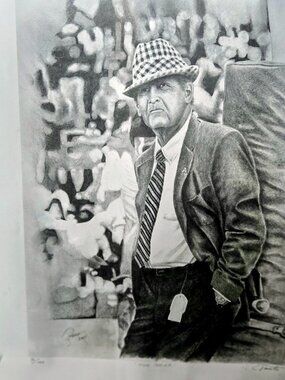 Paul "Bear Bryant 18x24 Original Limited "Pencilman" sketch (31 out of 100)